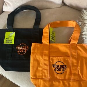 Trader Joe's Trick or Treat Black and Orange Mini Canvas Tote Bags
